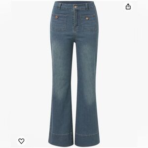 Patch Pocket Wide Leg Ankle Jeans
